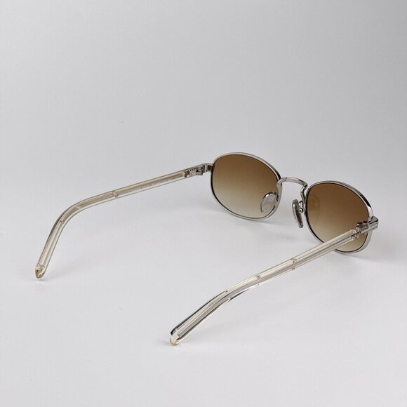 Prada Sunglasses – Silver Oval Frame Gradient Brown Lenses | Model PRB53S 1BC80K - Picture 4 of 11